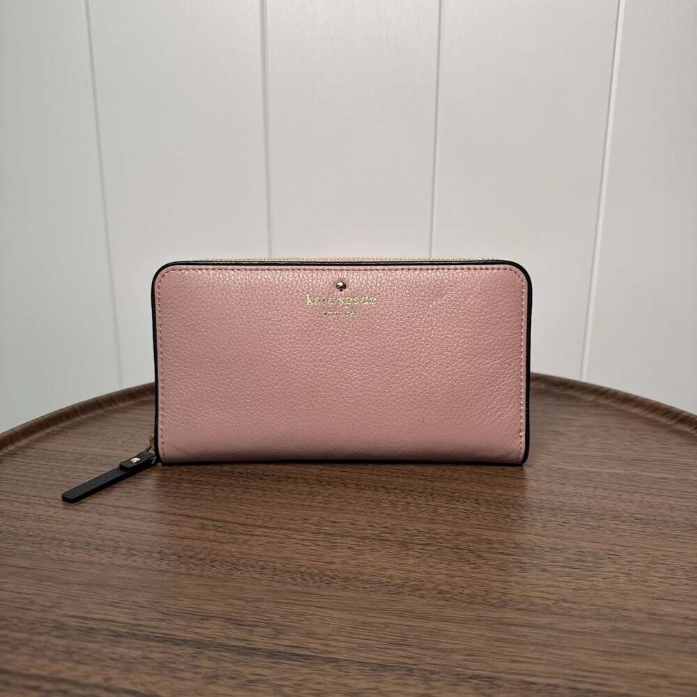 Kate Spade Cobble Hill Lacey Zip Around Wallet in Pebbled Pink Leather